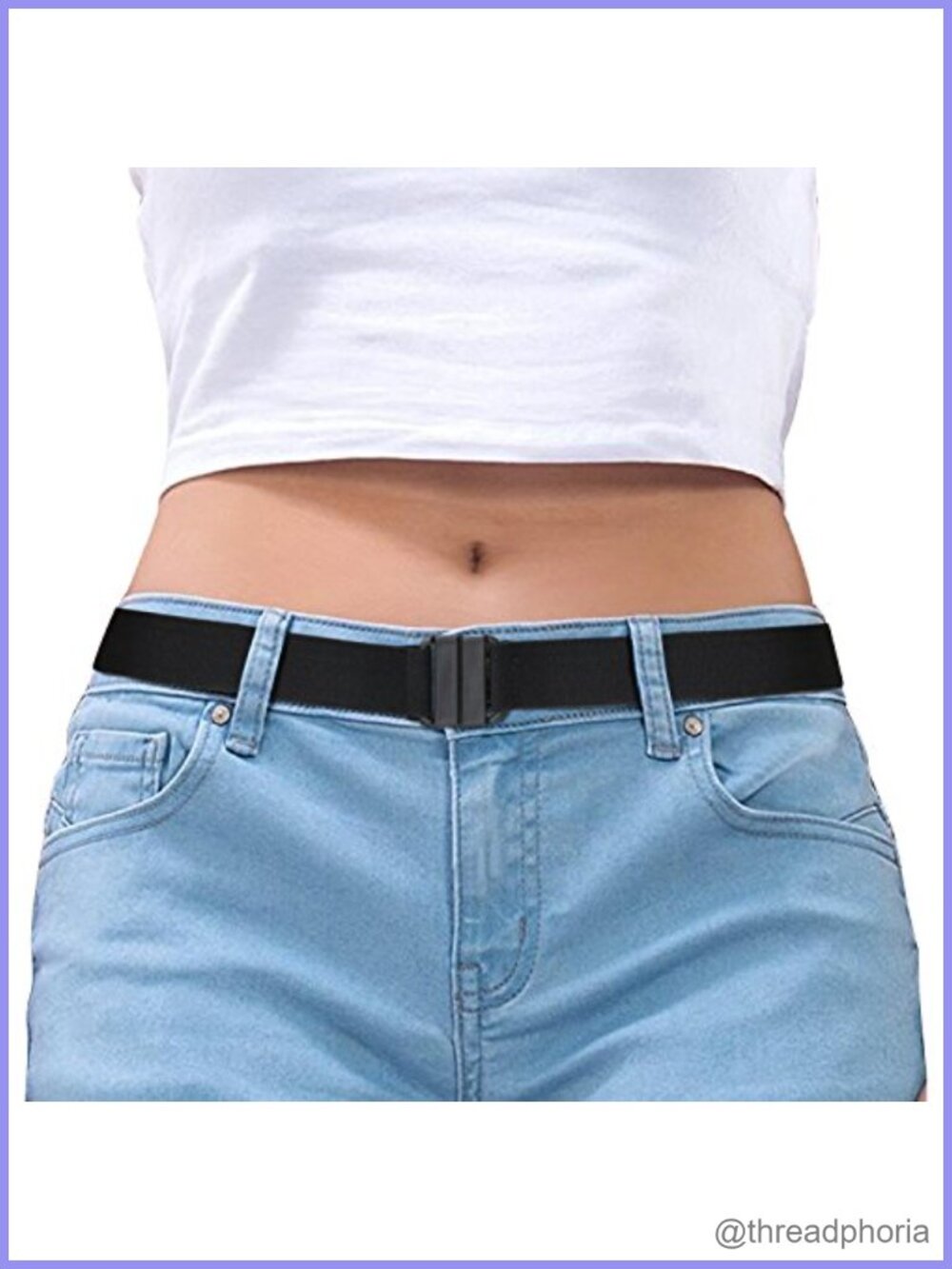 Women Invisible Stretch No Show Belt Flat Buckle Adjustable Comfort